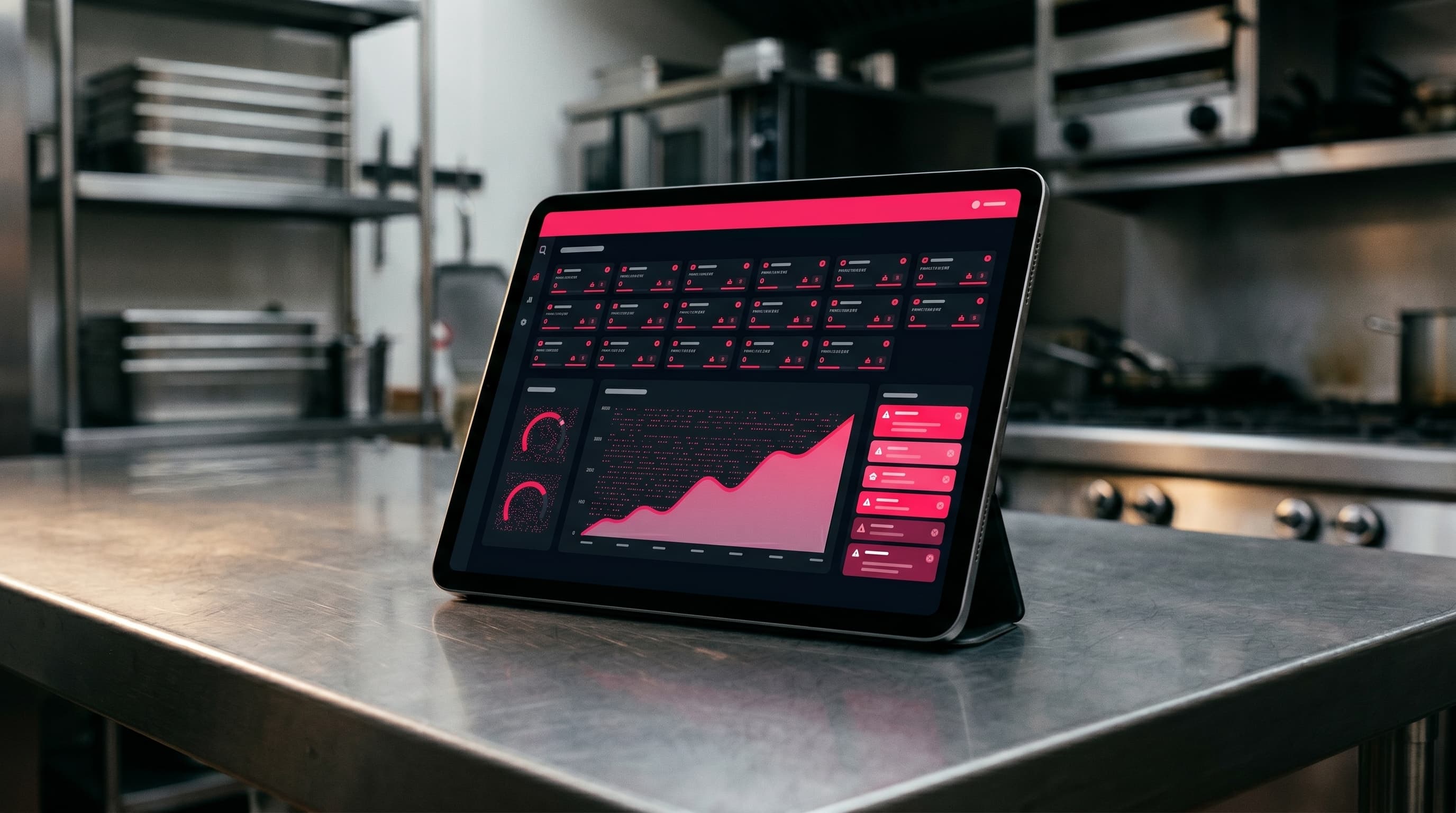 Fabrick Lens dashboard on a kitchen tablet
